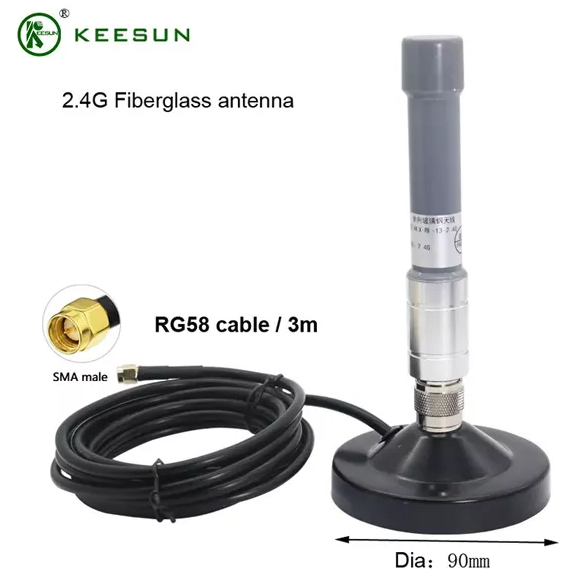 FG10029 | 2.4G 3dBi Fiberglass Antenna with 3m RG58 cable to SMA Male Connector